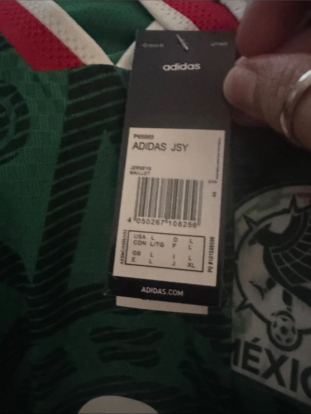 adidas Mexico Green Soccer Jersey with White and Red Trim